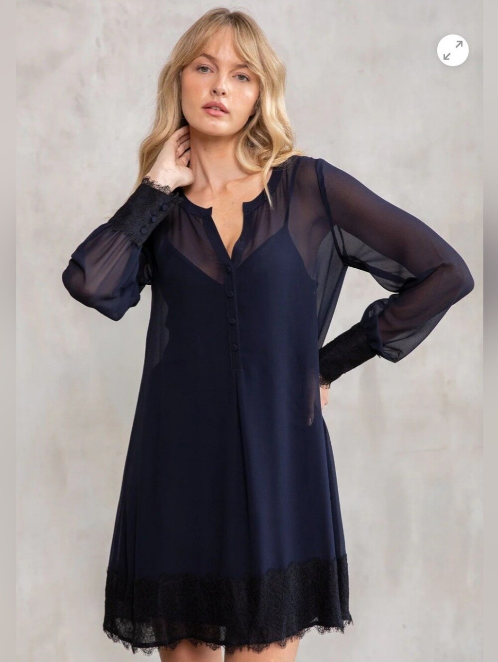 lovestitch REVERIE lace Mini Dress Navy/Black